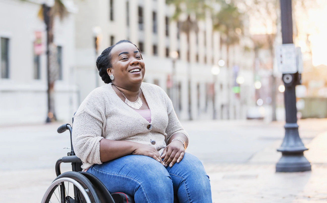 A woman enjoying time outdoors in her neighborhood